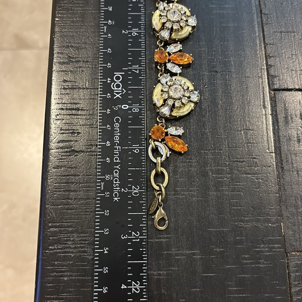 Joan Rivers Rhinestone Orange Bronze Tone Statement Cluster Necklace Floral Bee - Picture 10 of 10